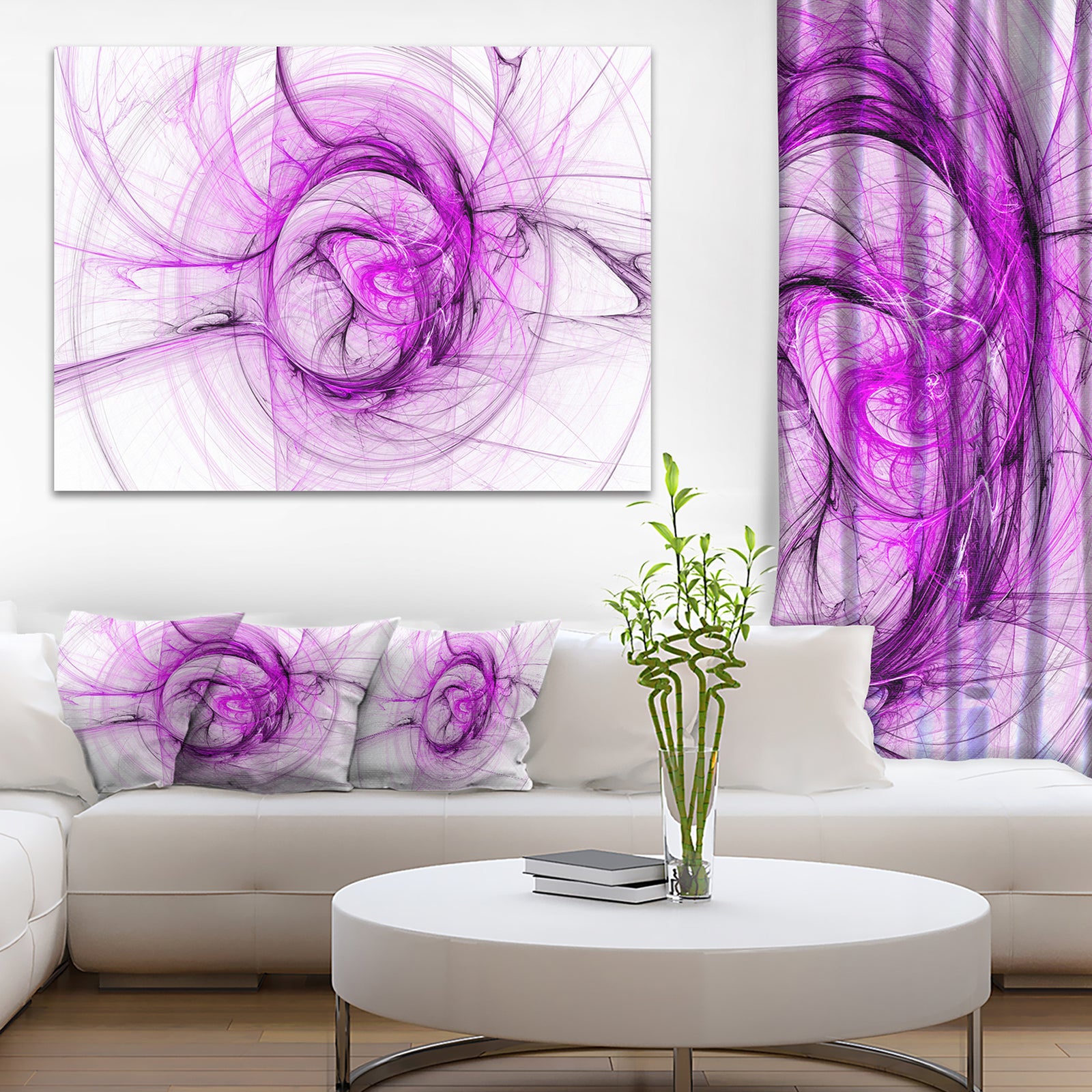 Wisps of Smoke Purple - Abstract Digital Art Canvas Print