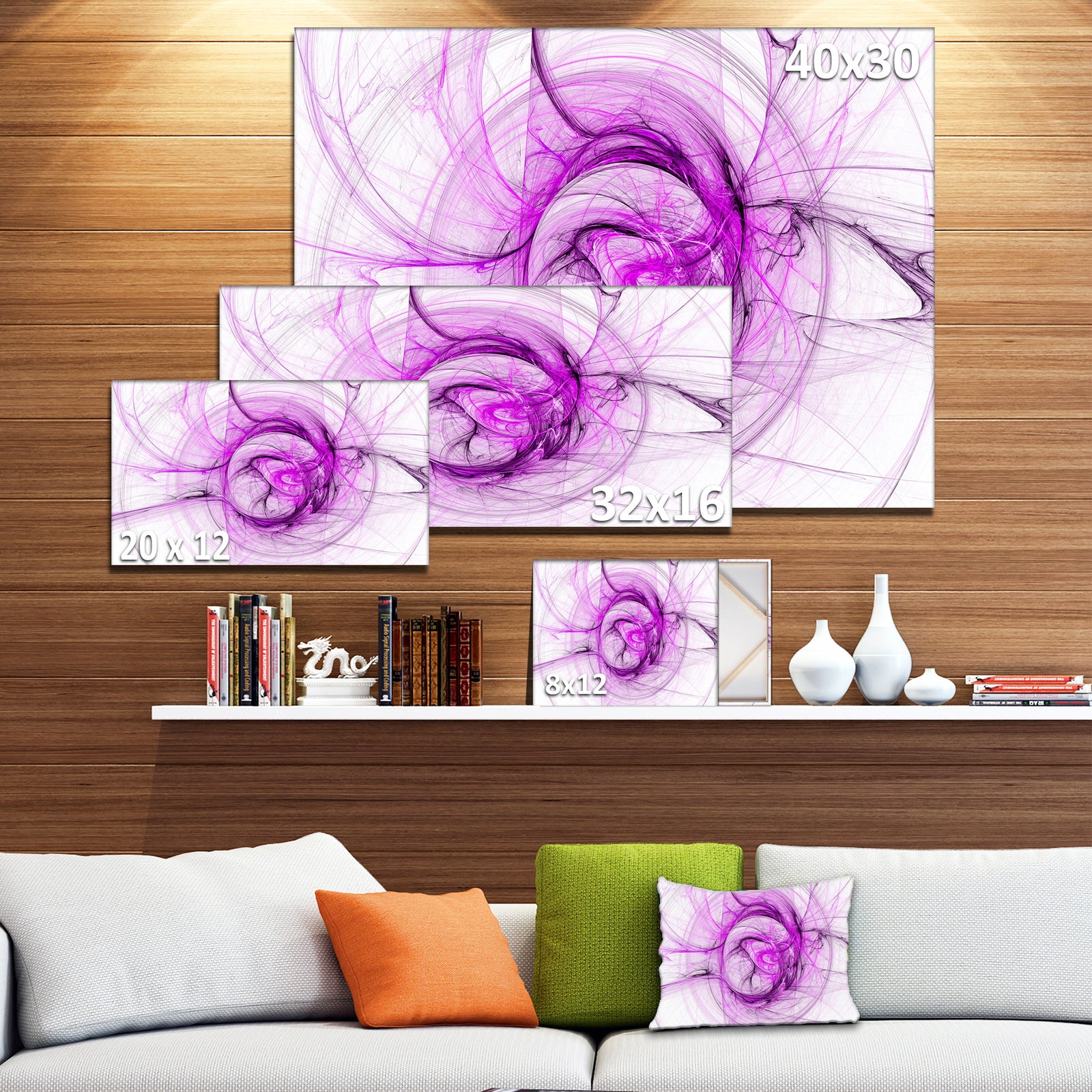 Wisps of Smoke Purple - Abstract Digital Art Canvas Print