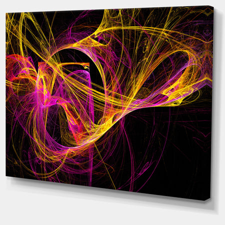 Wisps of Smoke Yellow in Black - Abstract Digital Art Canvas Print