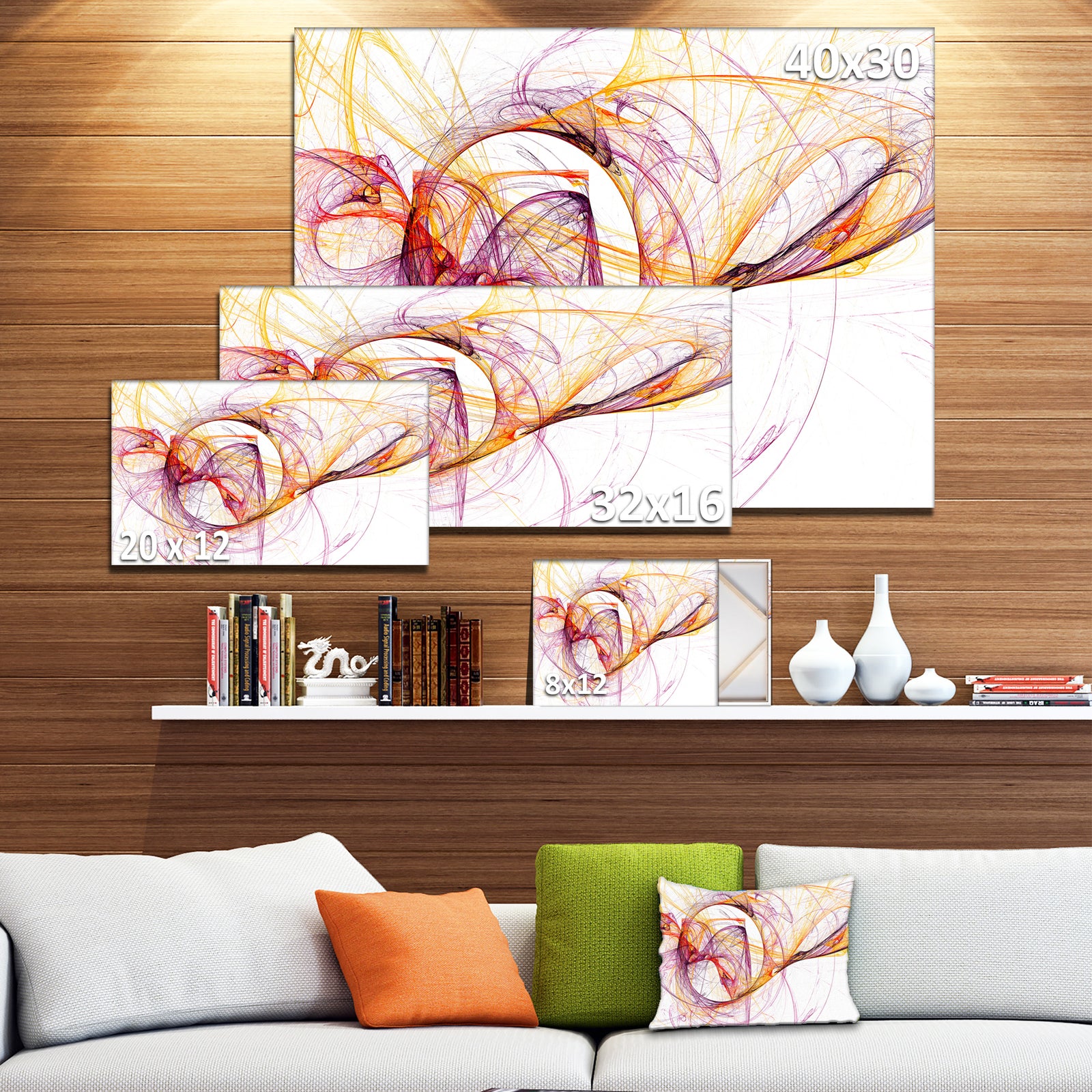 Wisps of Smoke Orange Purple - Abstract Digital Art Canvas Print