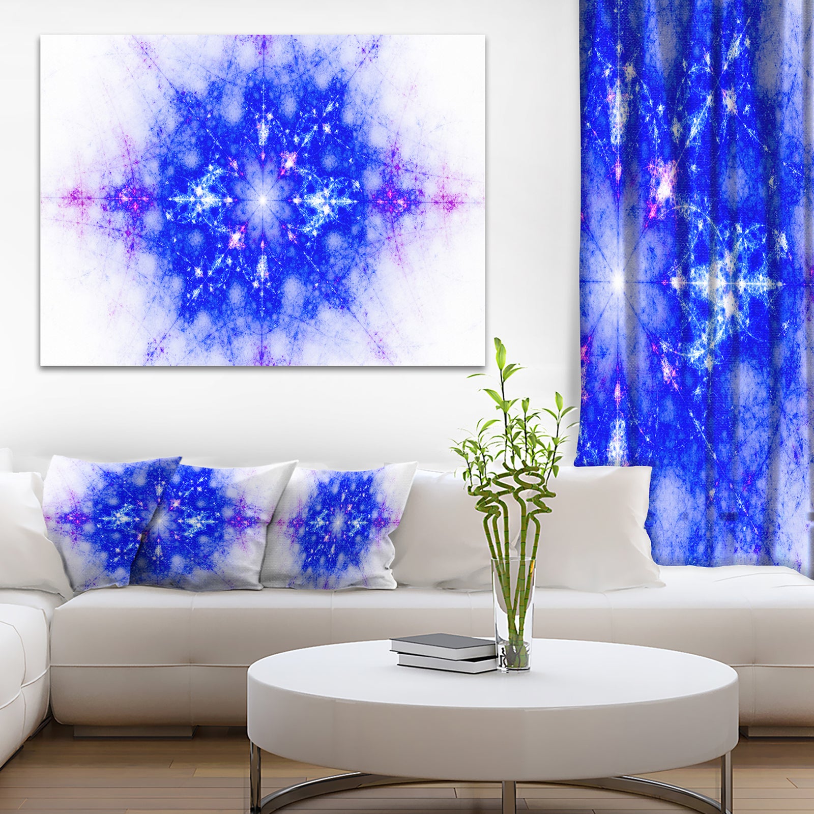 Blue Illustration Pattern - Abstract Digital Art Canvas Print