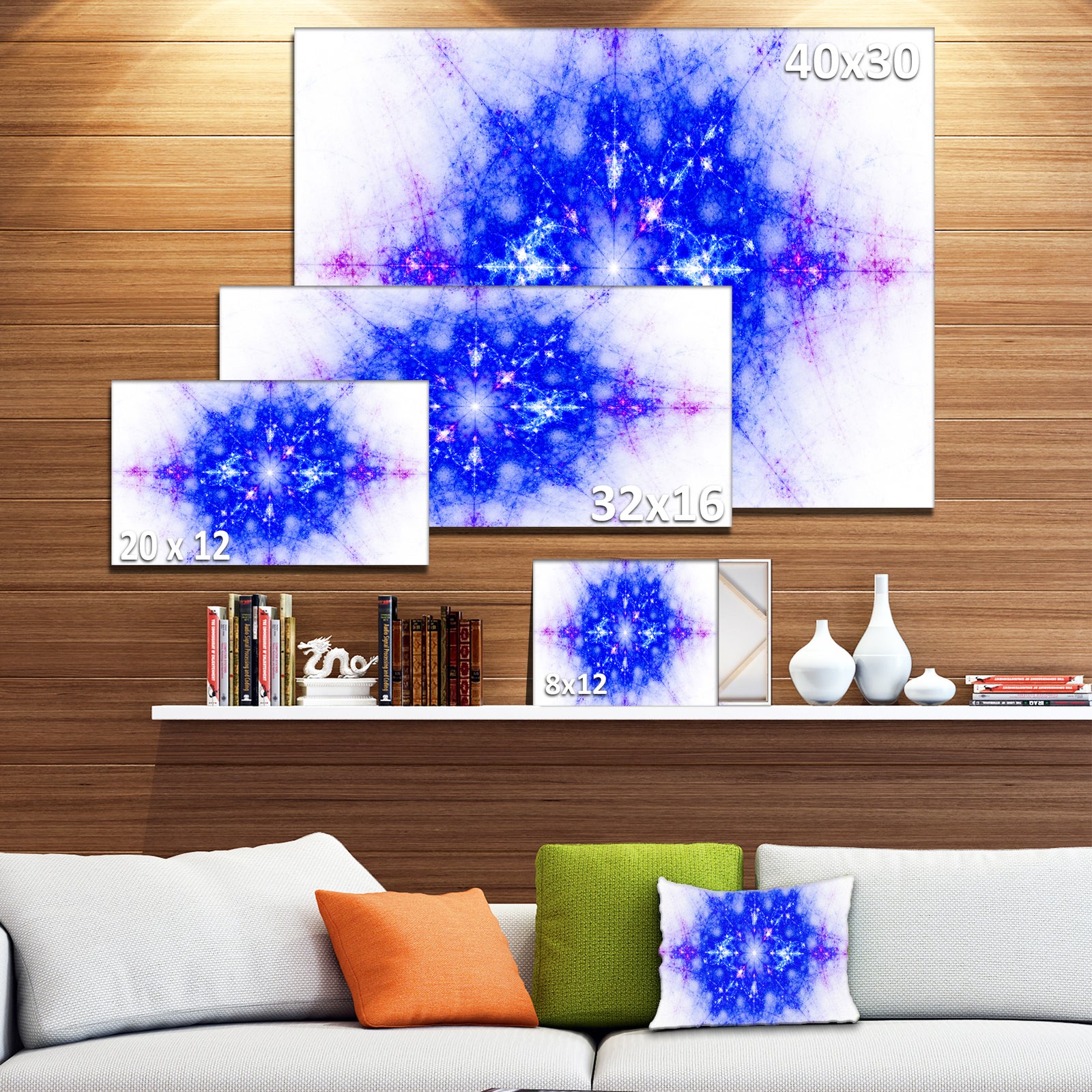 Blue Illustration Pattern - Abstract Digital Art Canvas Print