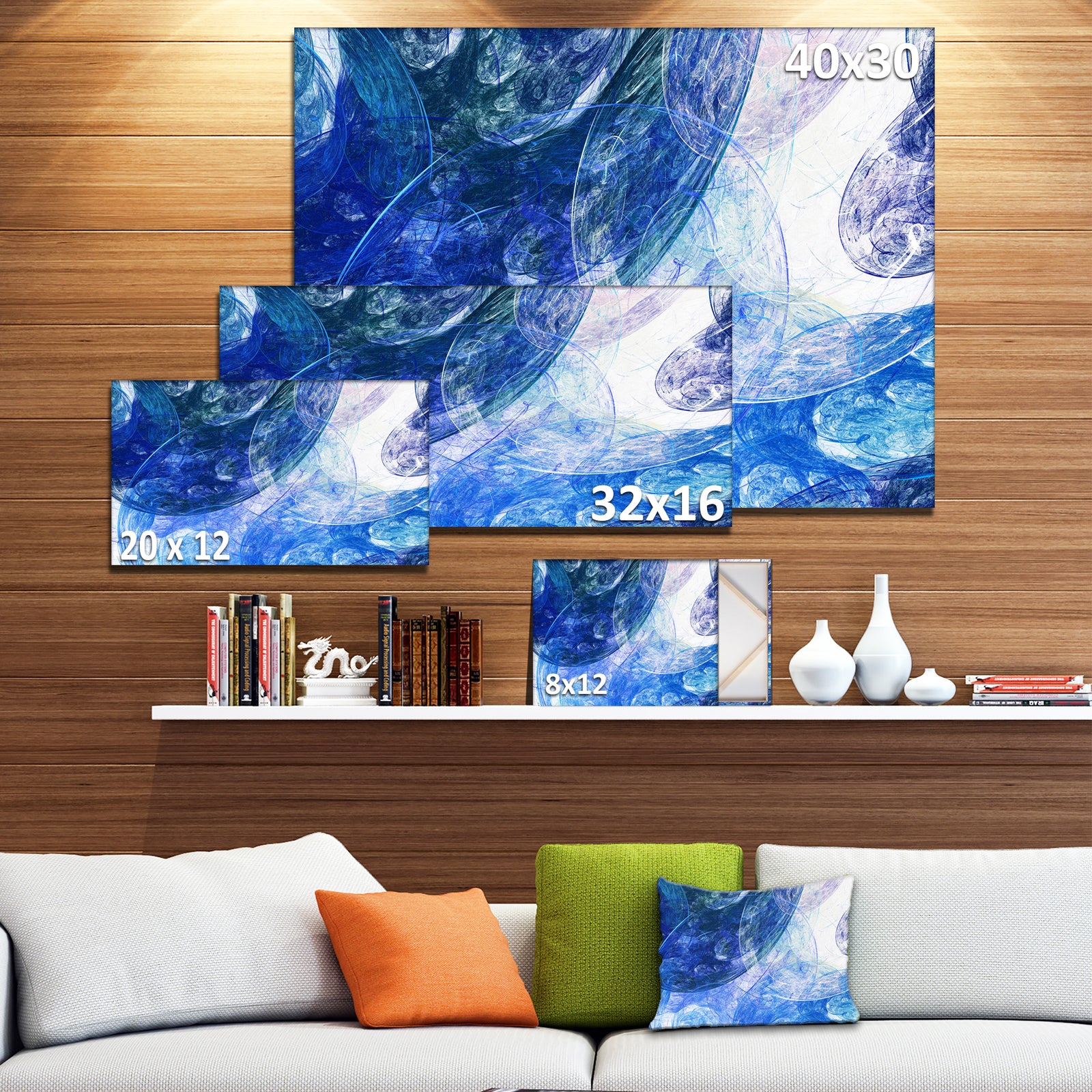 Light Blue Swirling Clouds - Abstract Digital Art Canvas Print