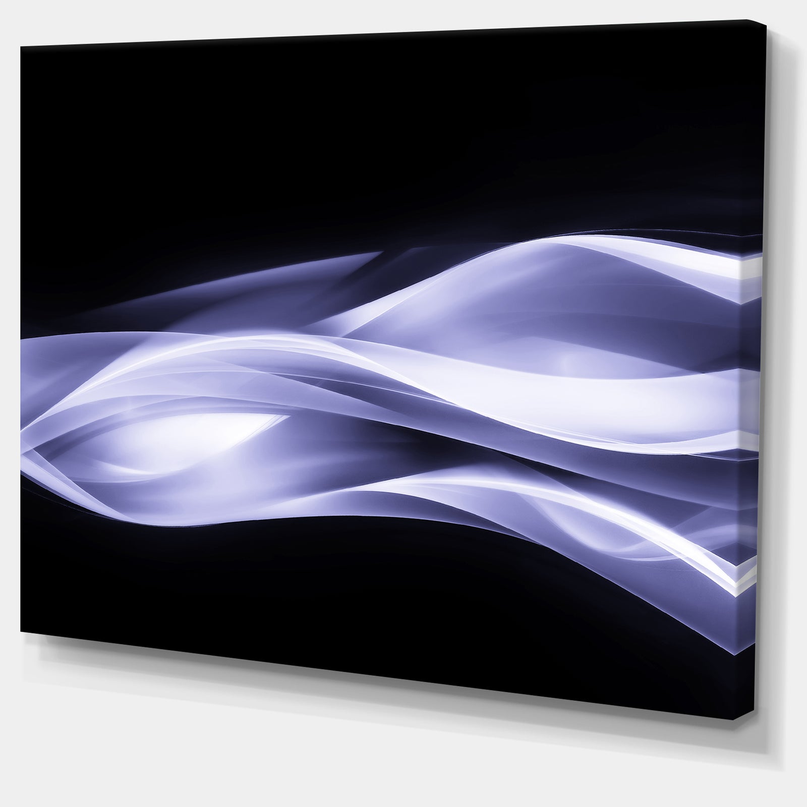 Fractal Lines Purple in Black - Abstract Digital Art Canvas Print