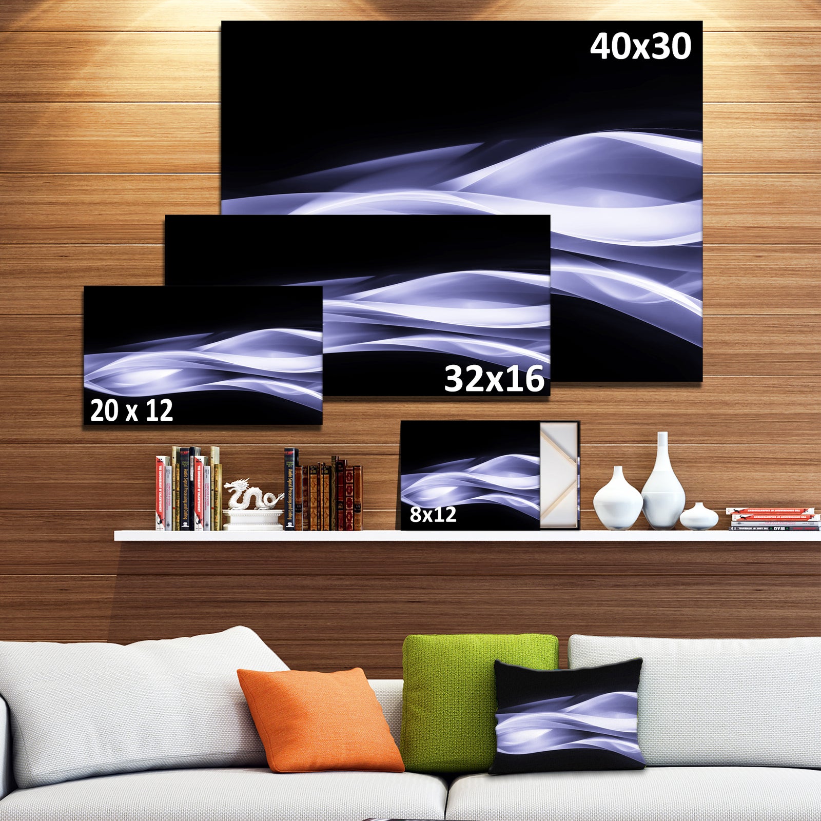 Fractal Lines Purple in Black - Abstract Digital Art Canvas Print