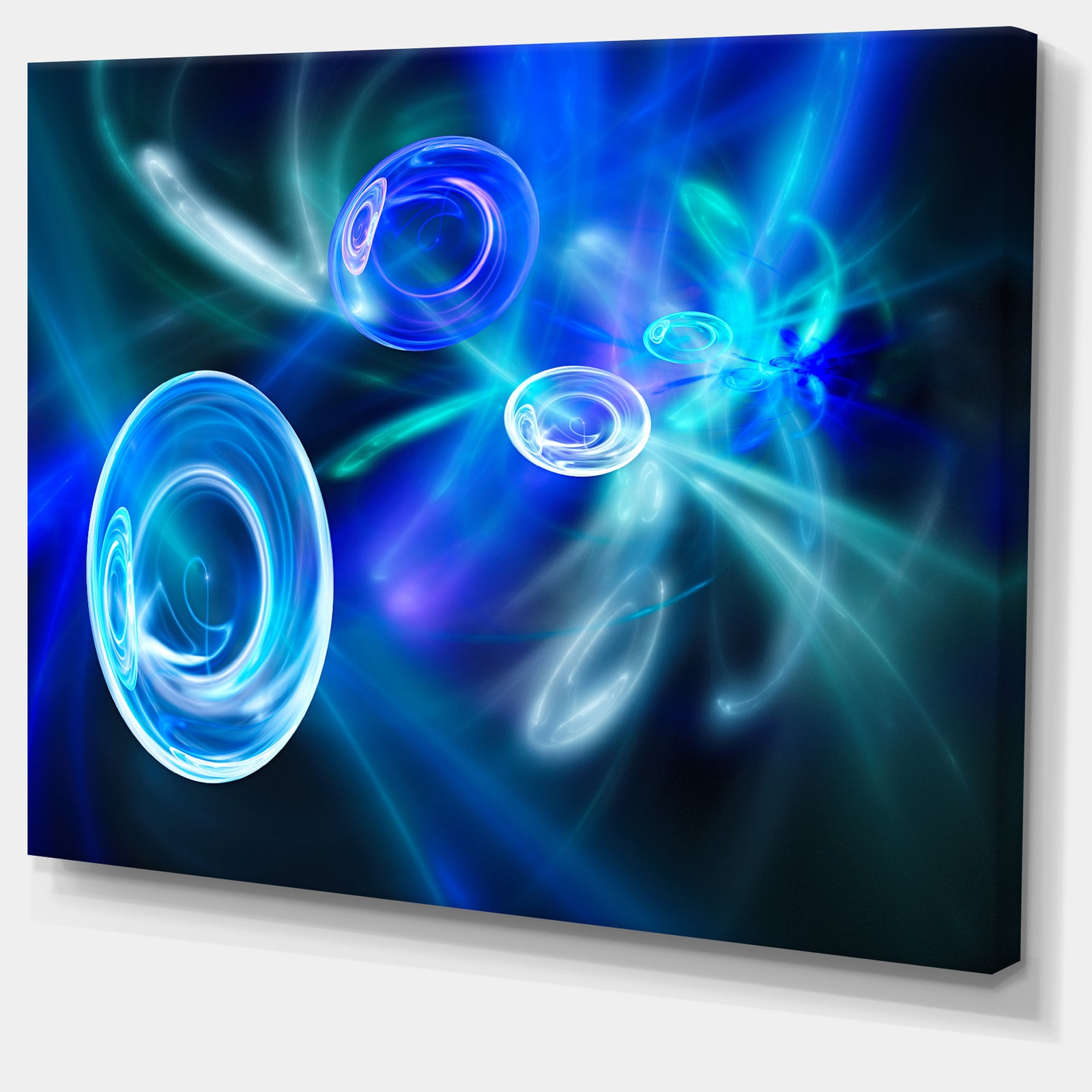 Blue Fractal Desktop Wallpaper - Abstract Digital Art Canvas Print