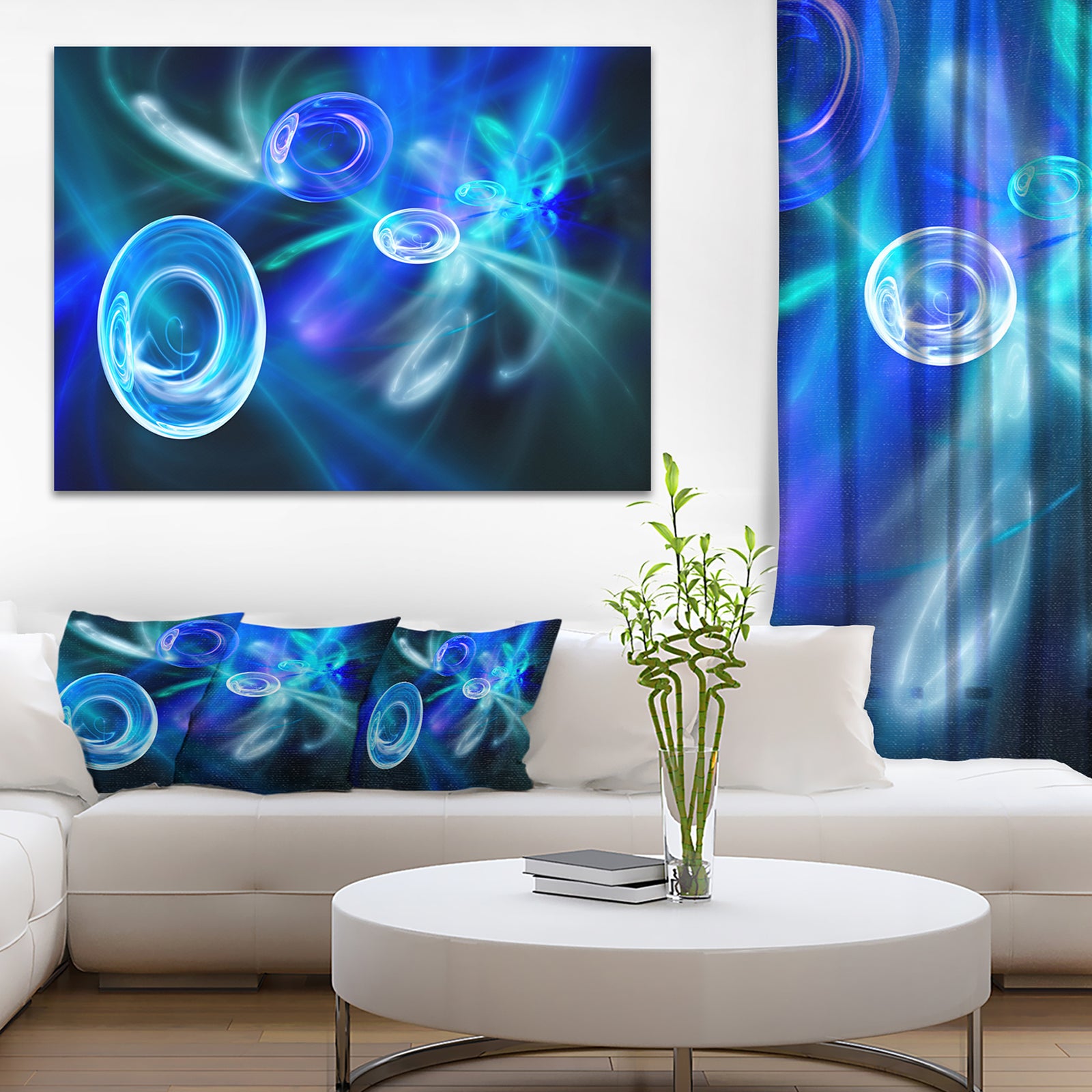 Blue Fractal Desktop Wallpaper - Abstract Digital Art Canvas Print