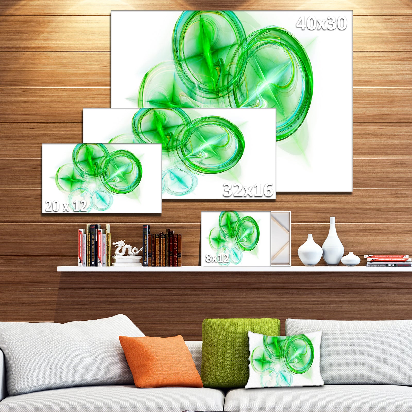 Green Fractal Desktop Wallpaper - Abstract Digital Art Canvas Print