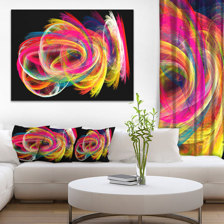 Colorful Thick Strokes in Black - Abstract Digital Canvas Print