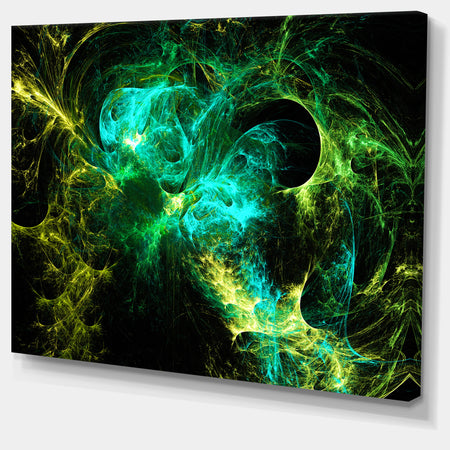 Wings of Angels Green in Black - Abstract Digital Canvas Print