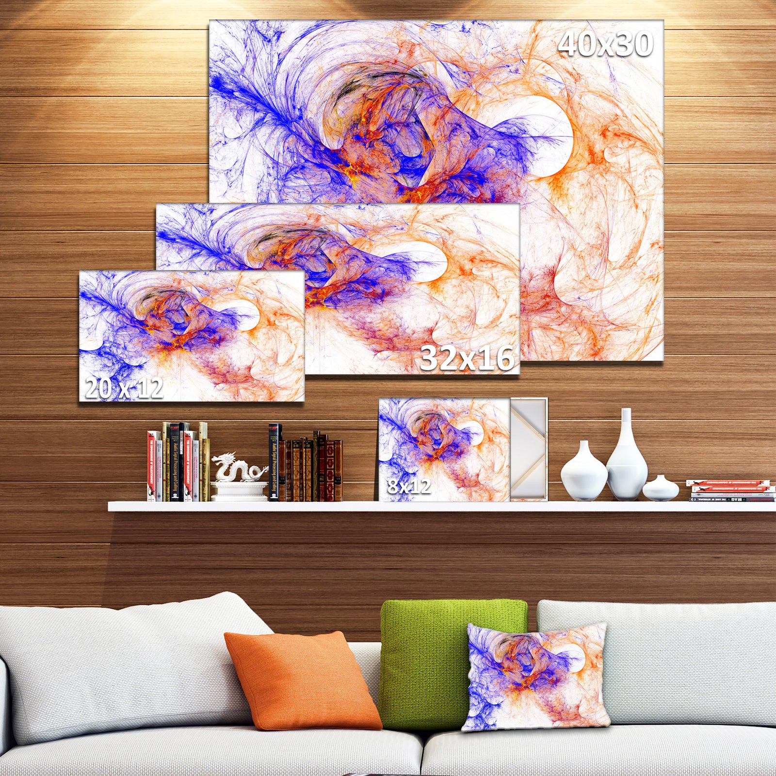 Wings of Angels Blue - Abstract Digital Art Canvas Print