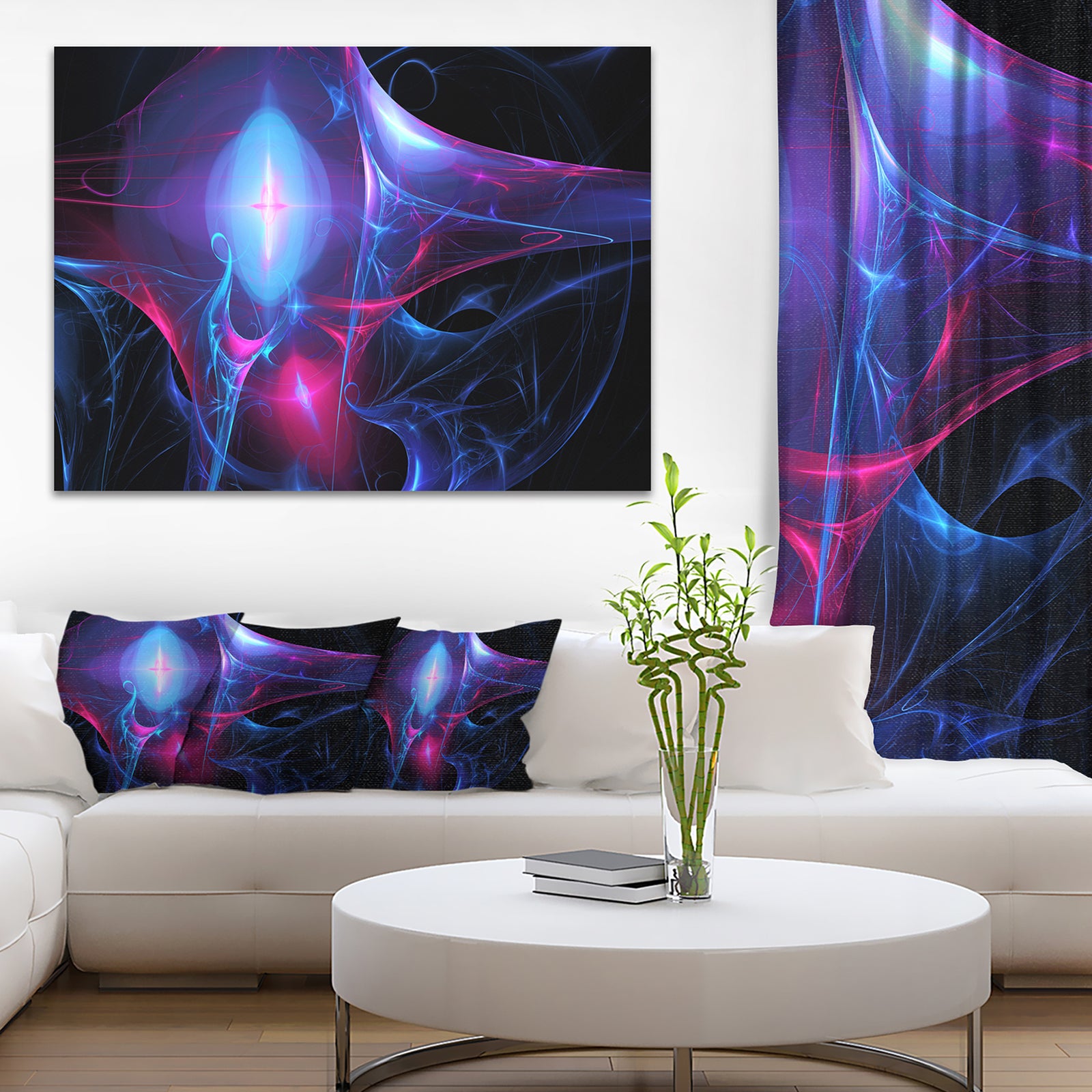 Blue Bright Candle - Abstract Digital Art Canvas Print
