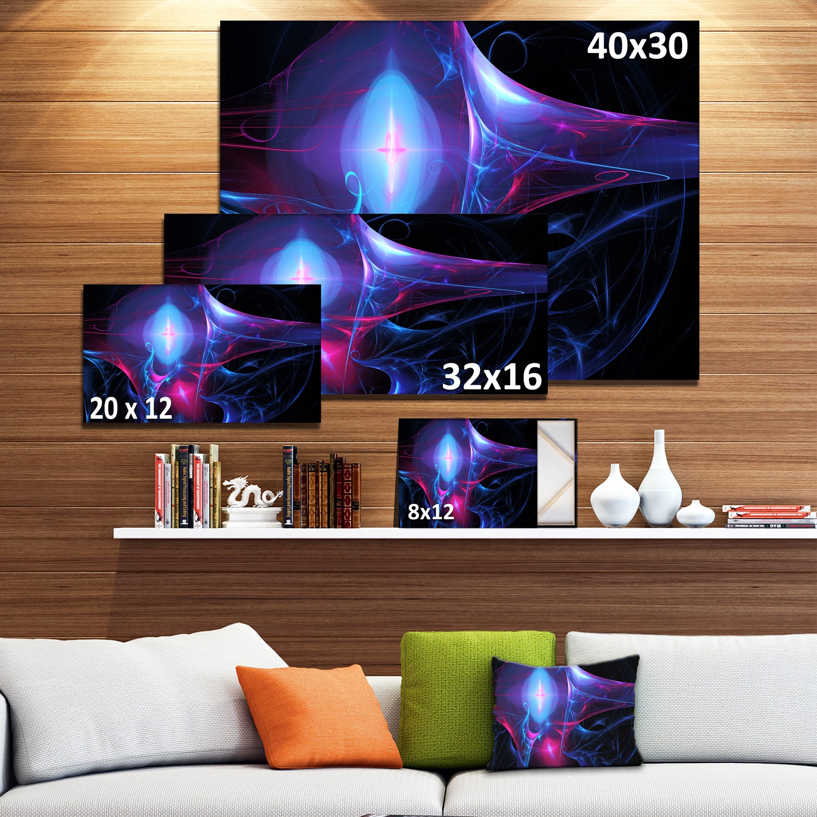 Blue Bright Candle - Abstract Digital Art Canvas Print