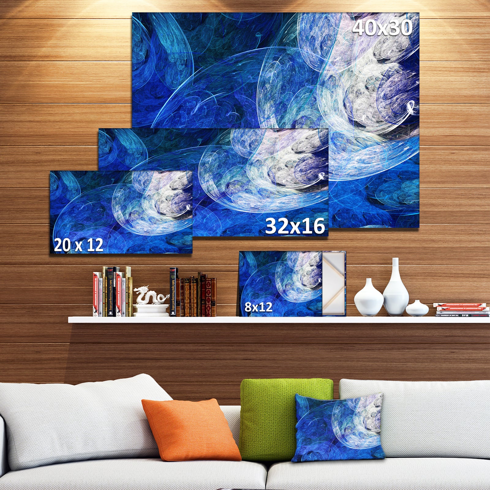 Blue Swirling Clouds - Abstract Digital Art Canvas Print