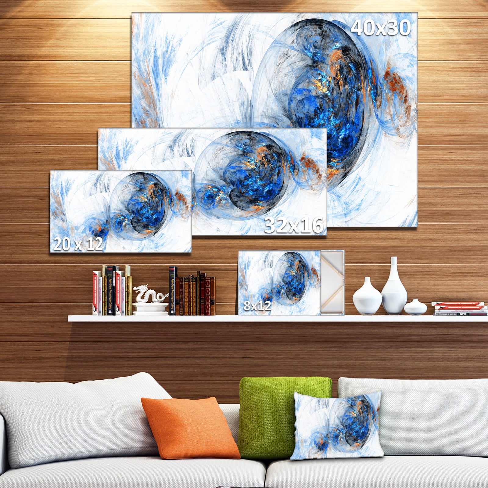 Colored Smoke Dark Blue - Abstract Digital Art Canvas Print