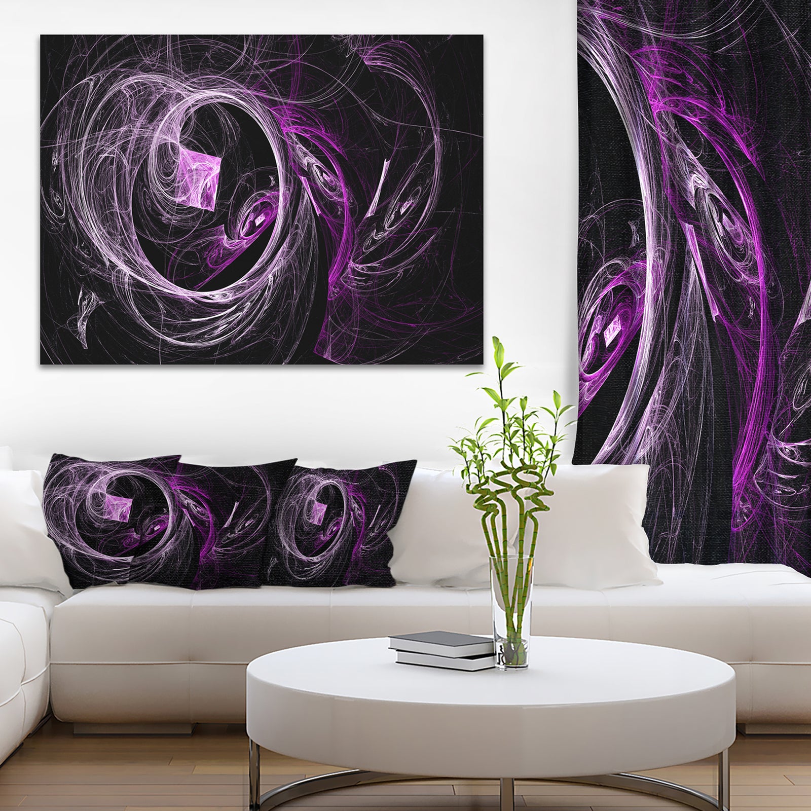 Billowing Smoke Purple in Black - Abstract Digital Art Canvas Print