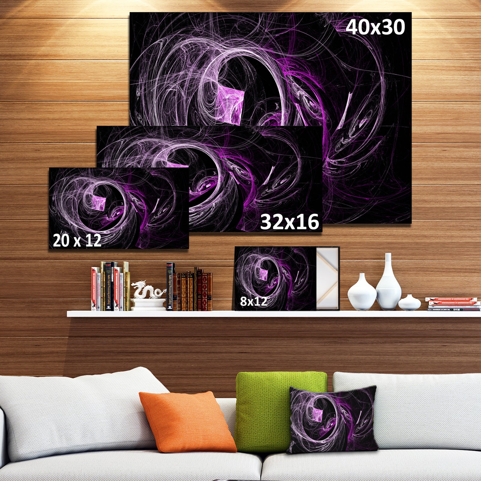 Billowing Smoke Purple in Black - Abstract Digital Art Canvas Print