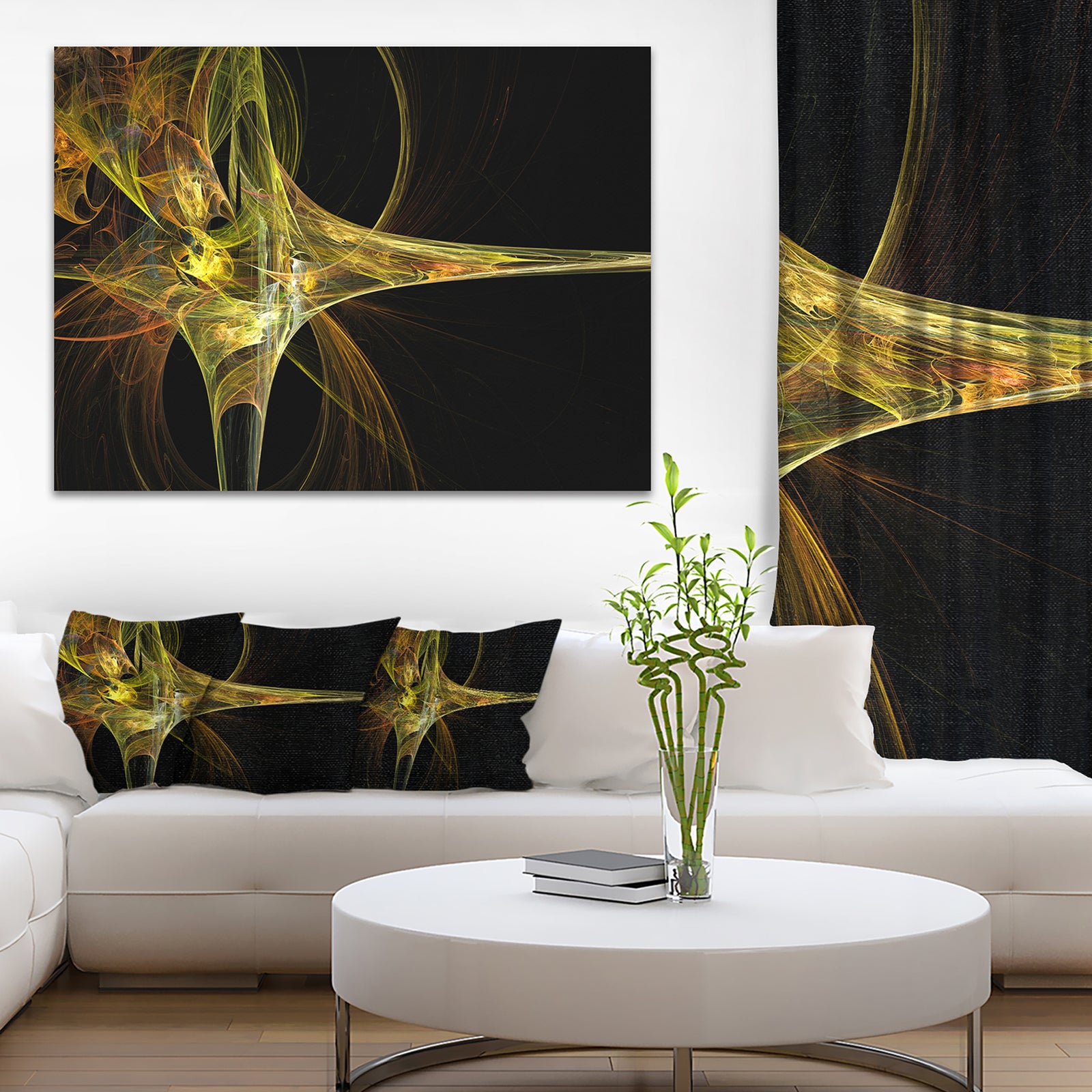 Large Fractal Artwork Yellow - Abstract Digital Art Canvas Print