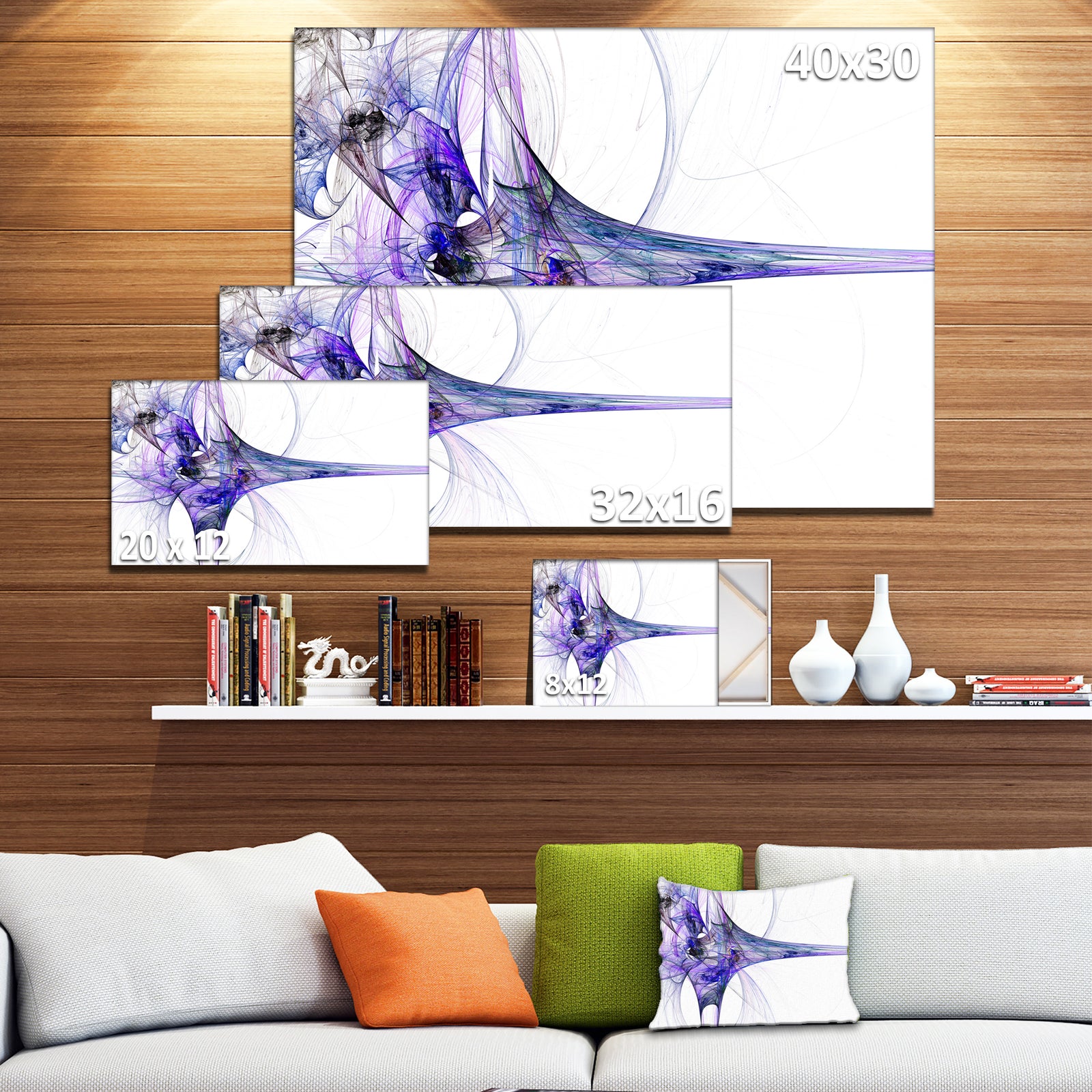 Large Fractal Artwork Blue - Abstract Digital Art Canvas Print