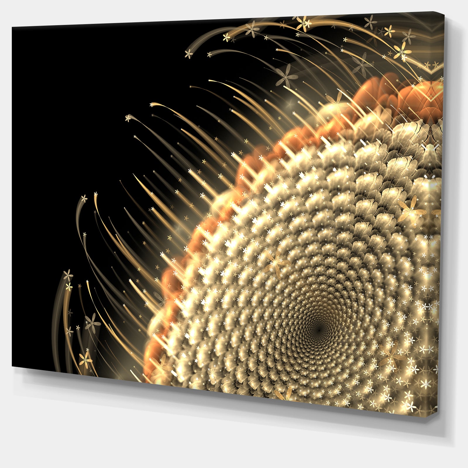 Brown Fractal Flower Pattern - Floral Digital Art Canvas Print