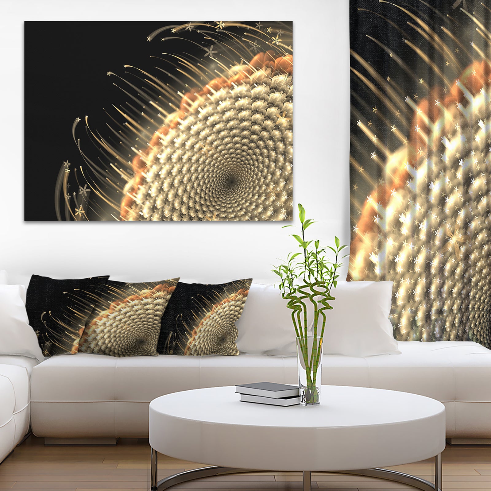 Brown Fractal Flower Pattern - Floral Digital Art Canvas Print