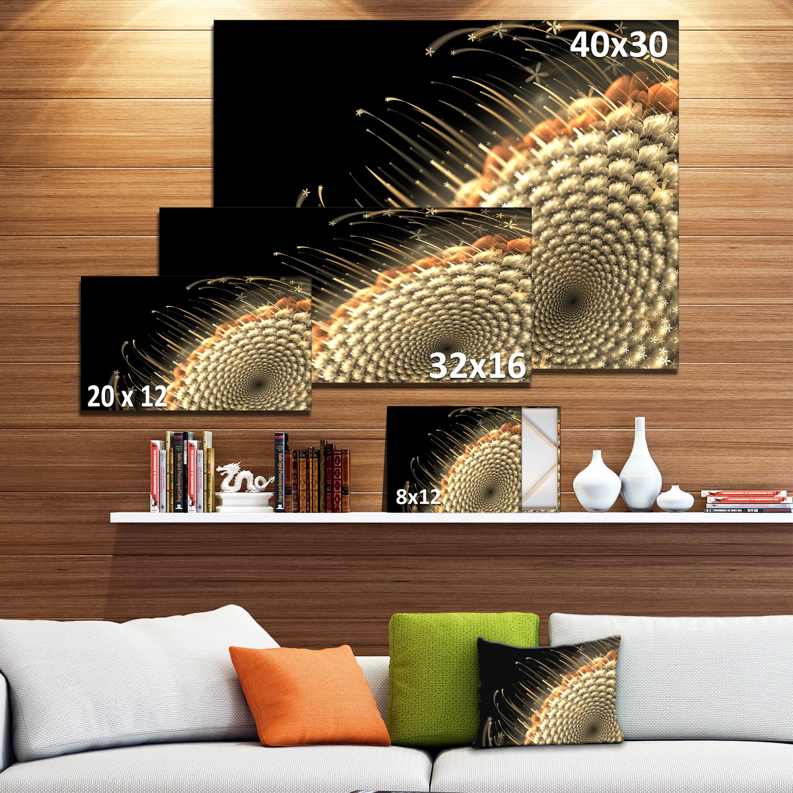 Brown Fractal Flower Pattern - Floral Digital Art Canvas Print