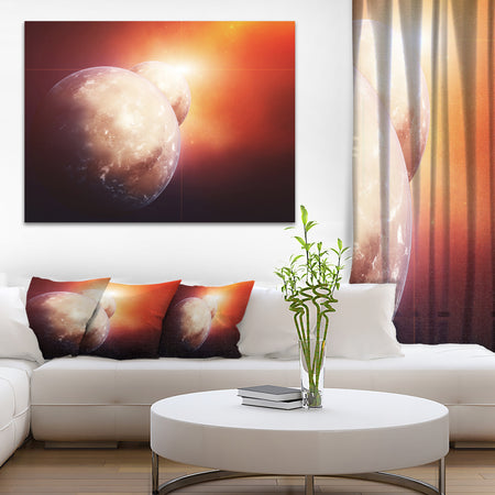 Planets with Rising Star - Modern Spacescape Canvas Print