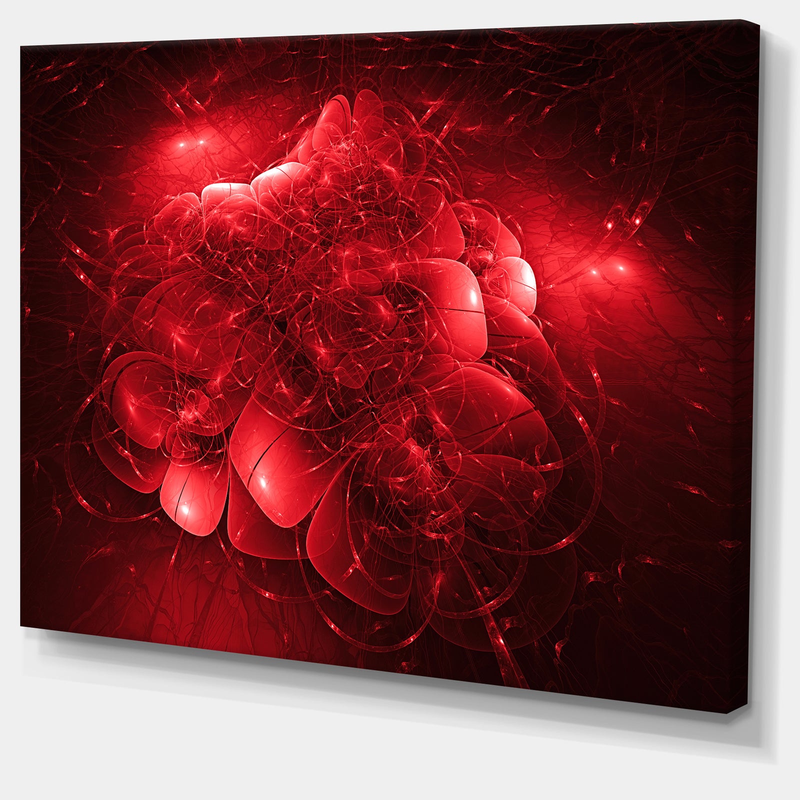 Alien Mystical Flower Red - Floral Digital Art Canvas Print