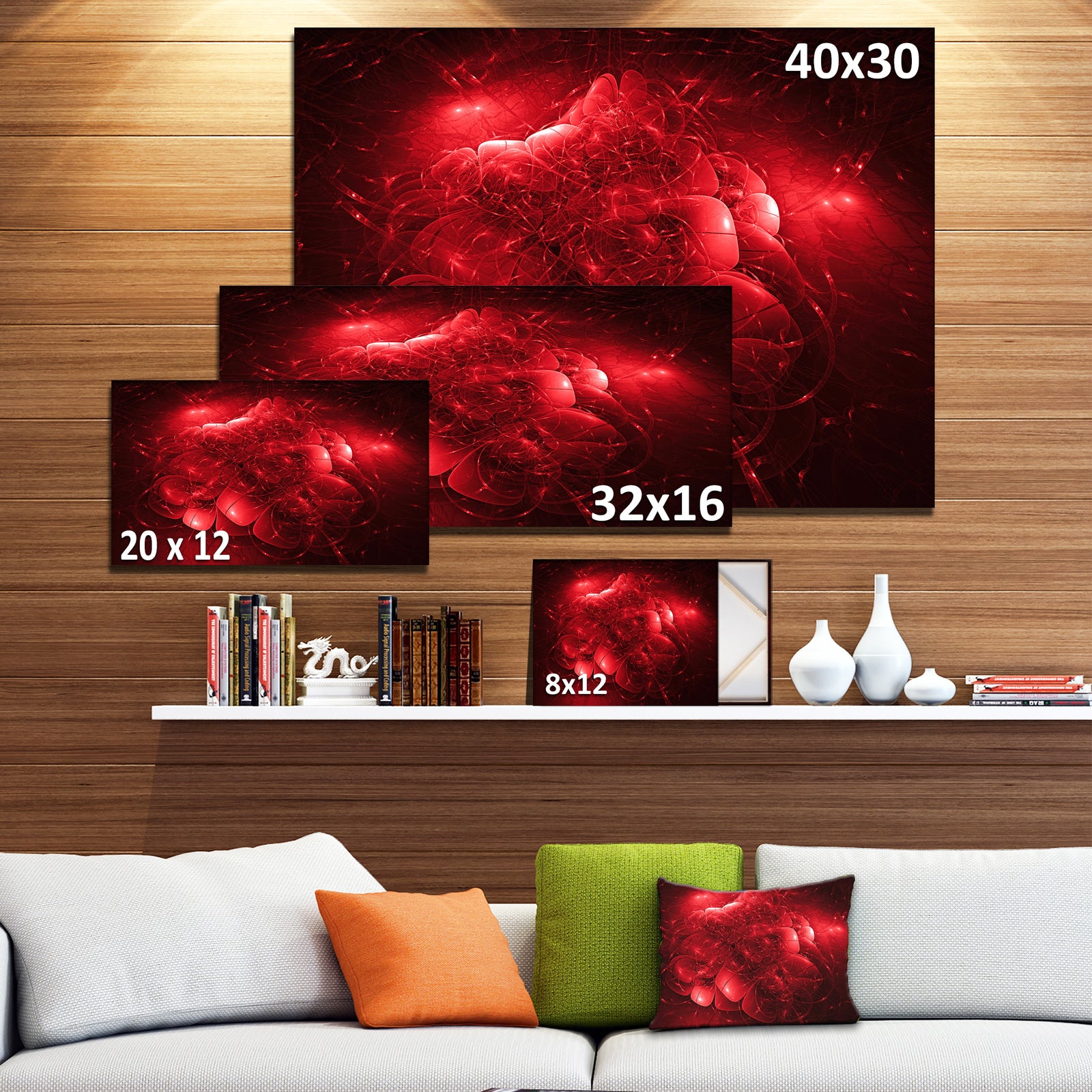Alien Mystical Flower Red - Floral Digital Art Canvas Print