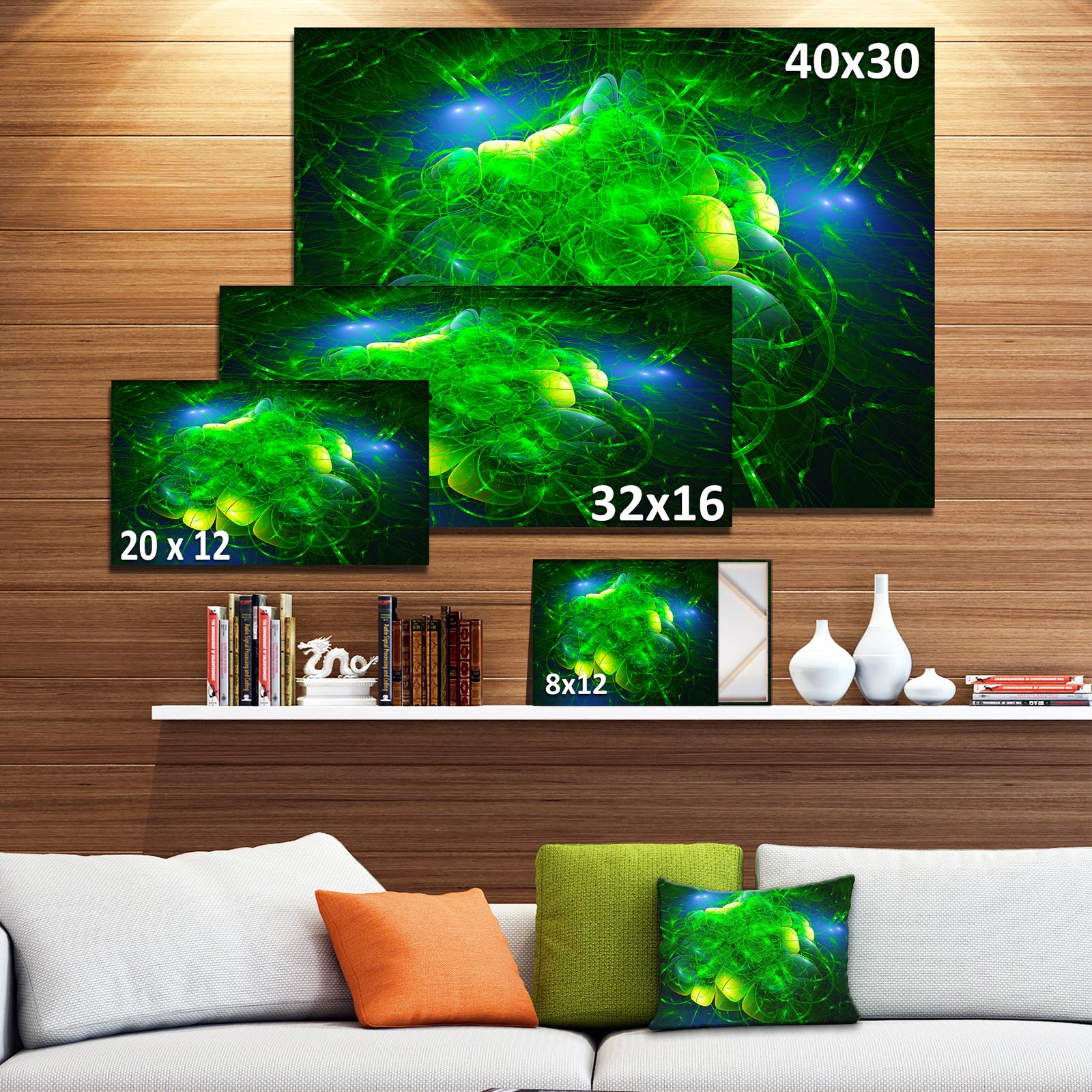 Alien Mystical Flower Green - Floral Digital Art Canvas Print