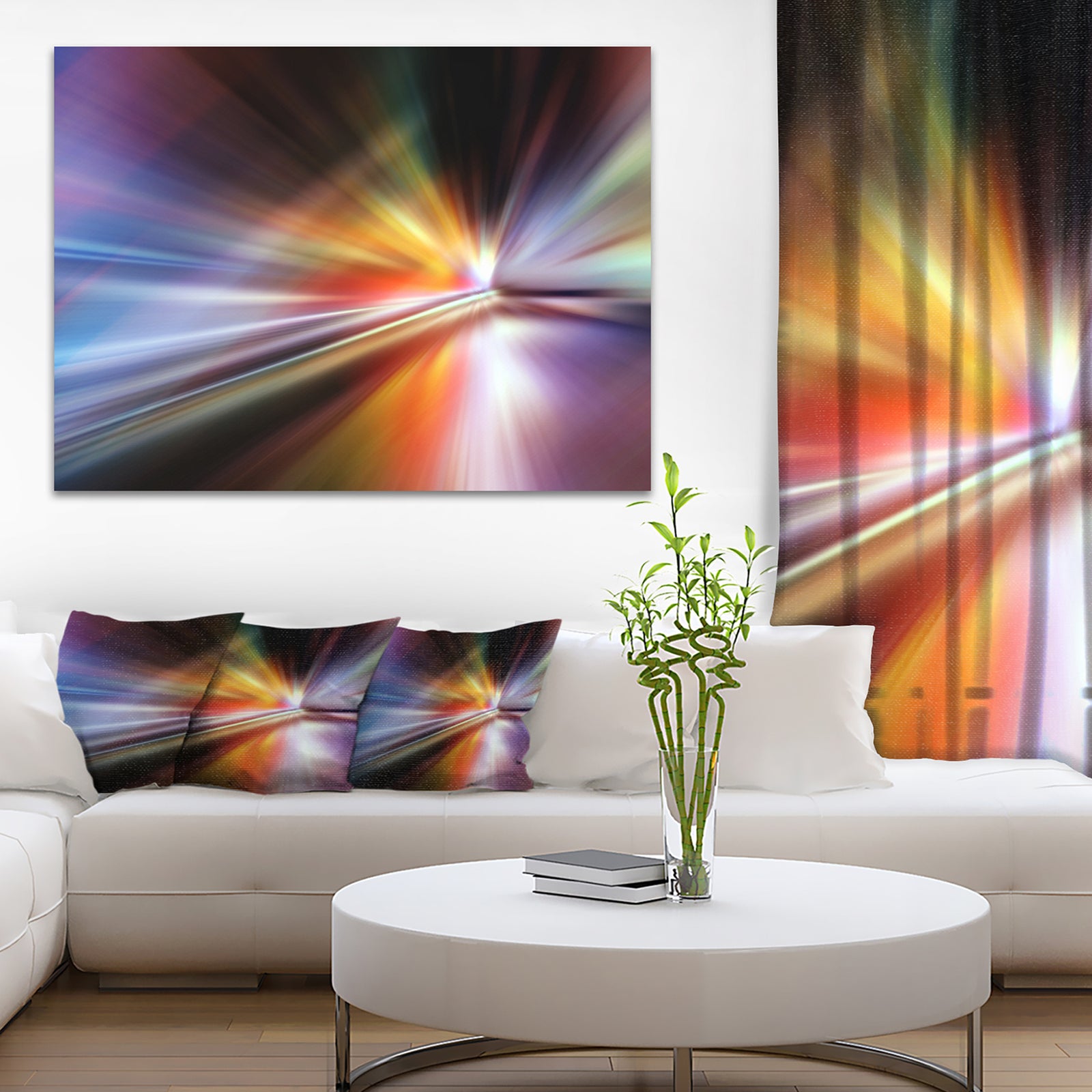 Rays of Speed Purple - Abstract Digital Art Canvas Print