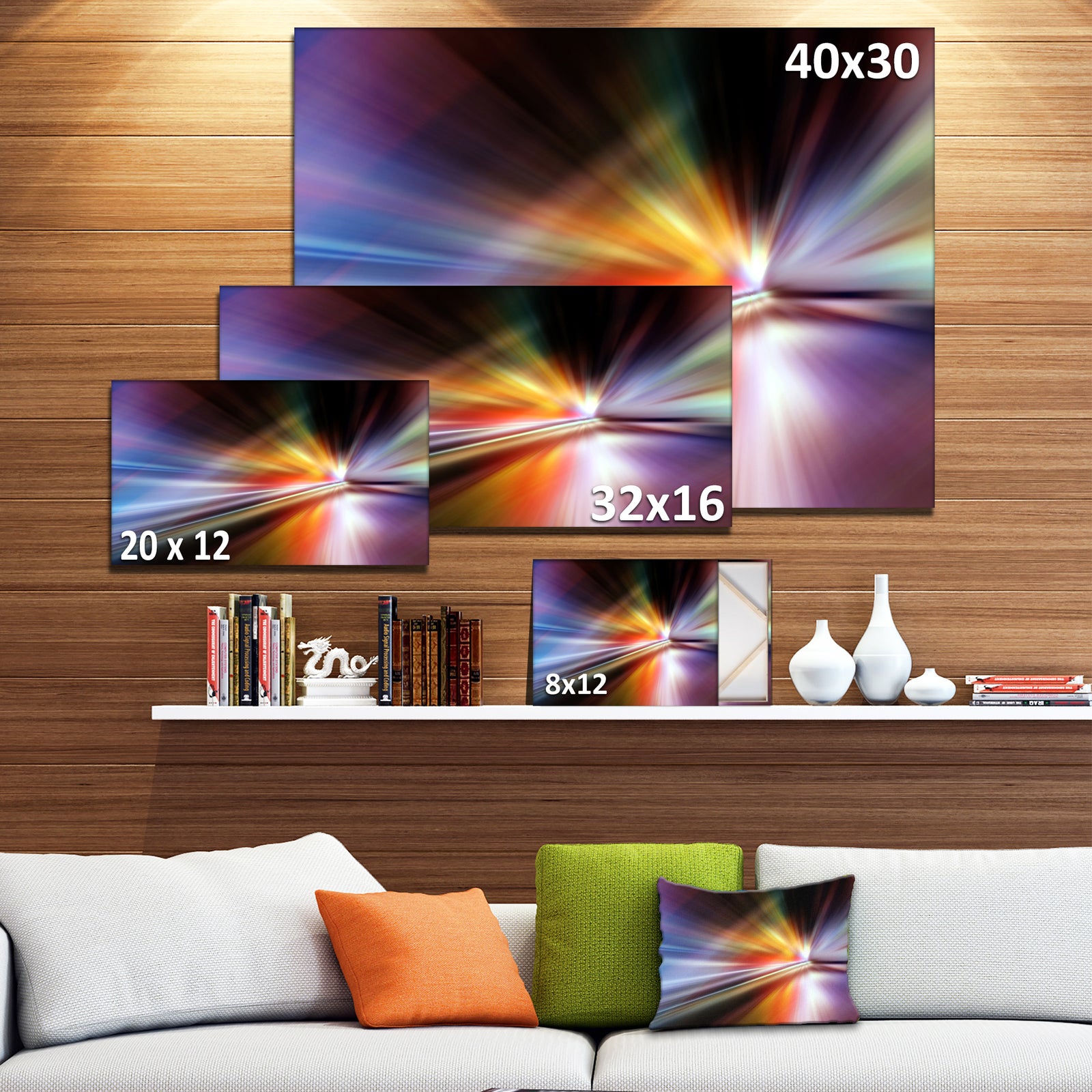Rays of Speed Purple - Abstract Digital Art Canvas Print