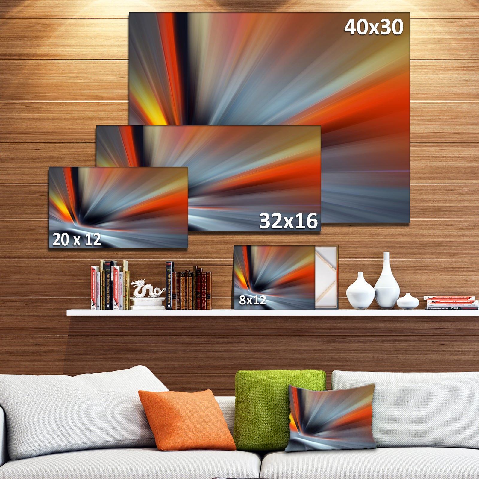 Rays of Speed Large Lines - Abstract Digital Art Canvas Print
