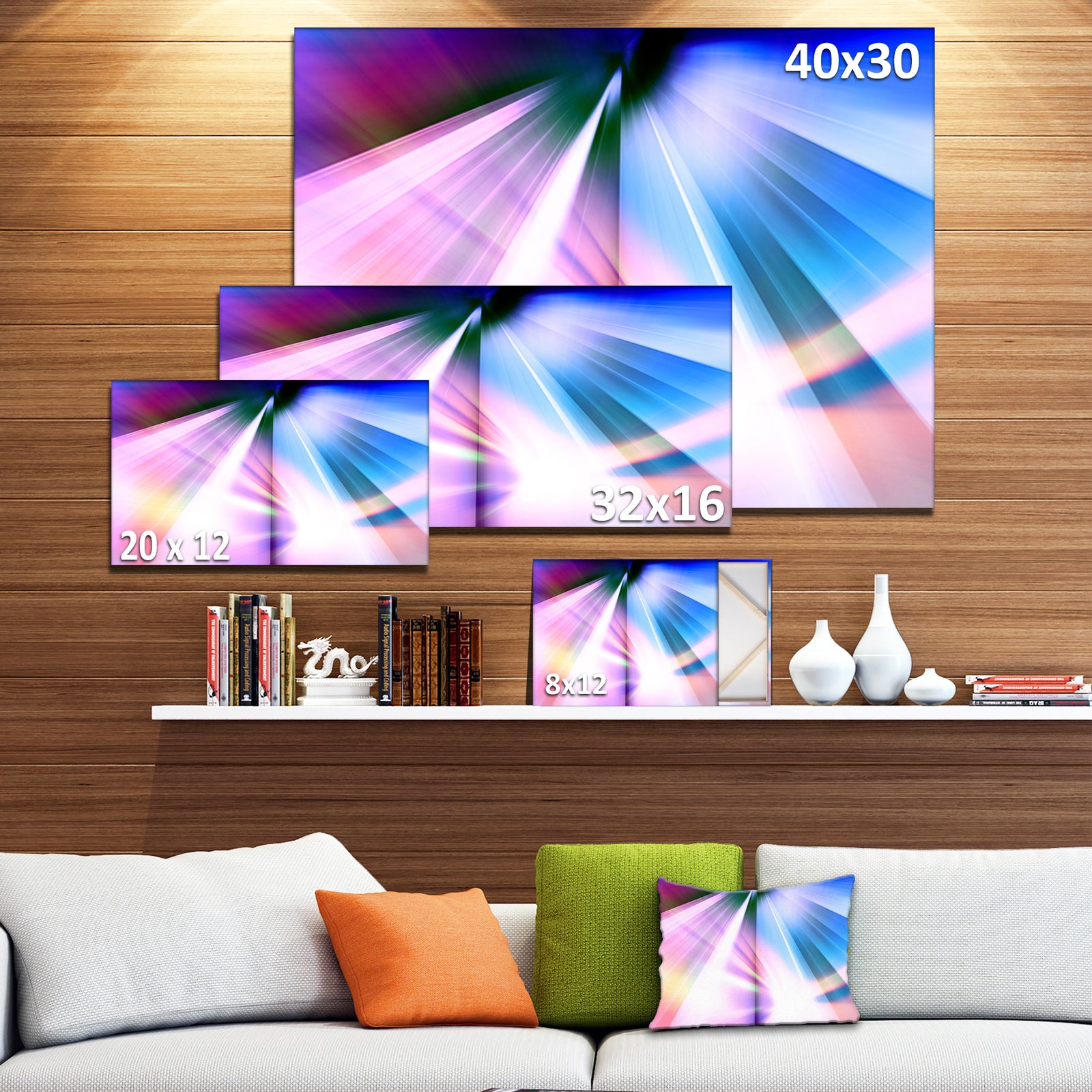 Rays of Speed Blue - Abstract Digital Art Canvas Print