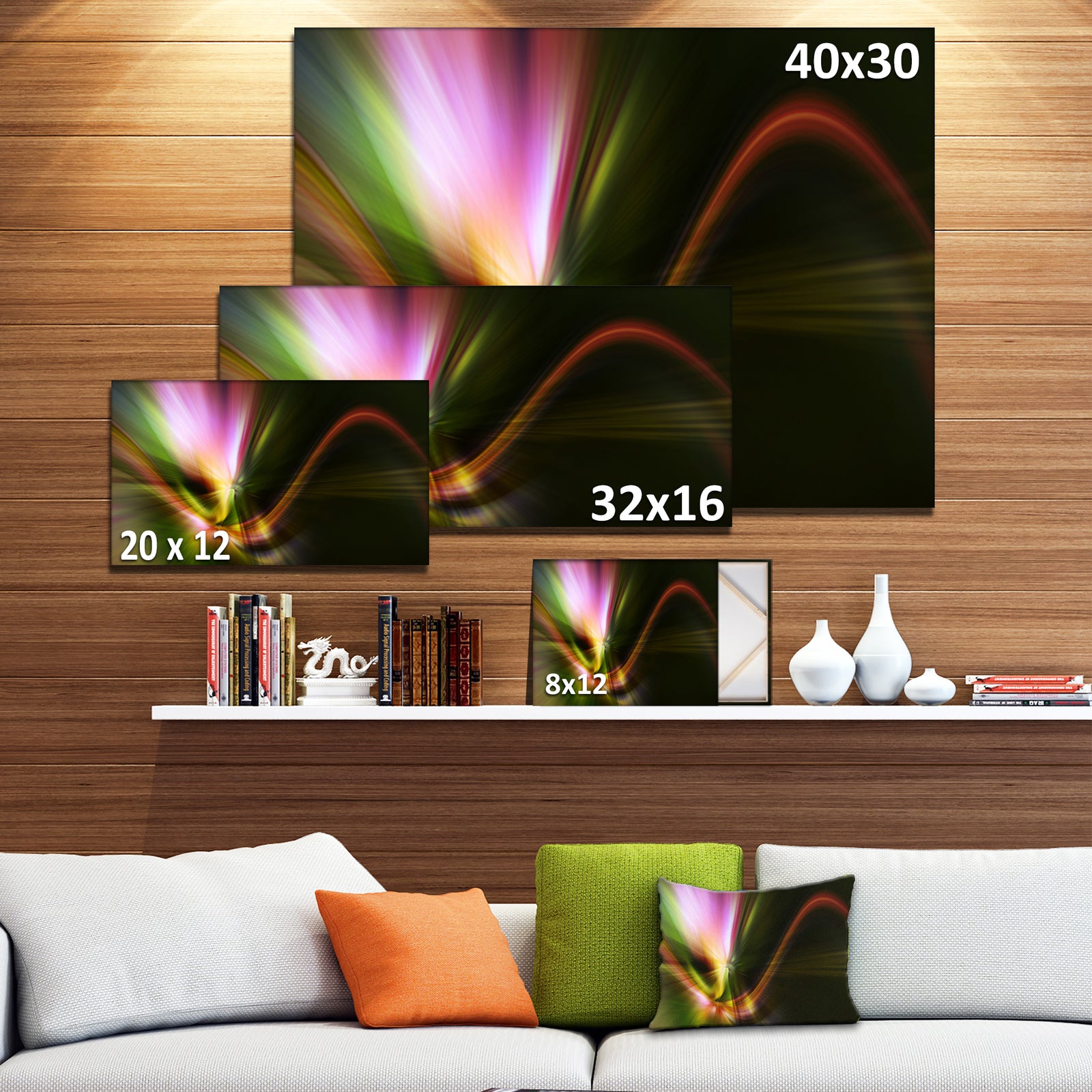 Rays of Speed Green - Abstract Digital Art Canvas Print