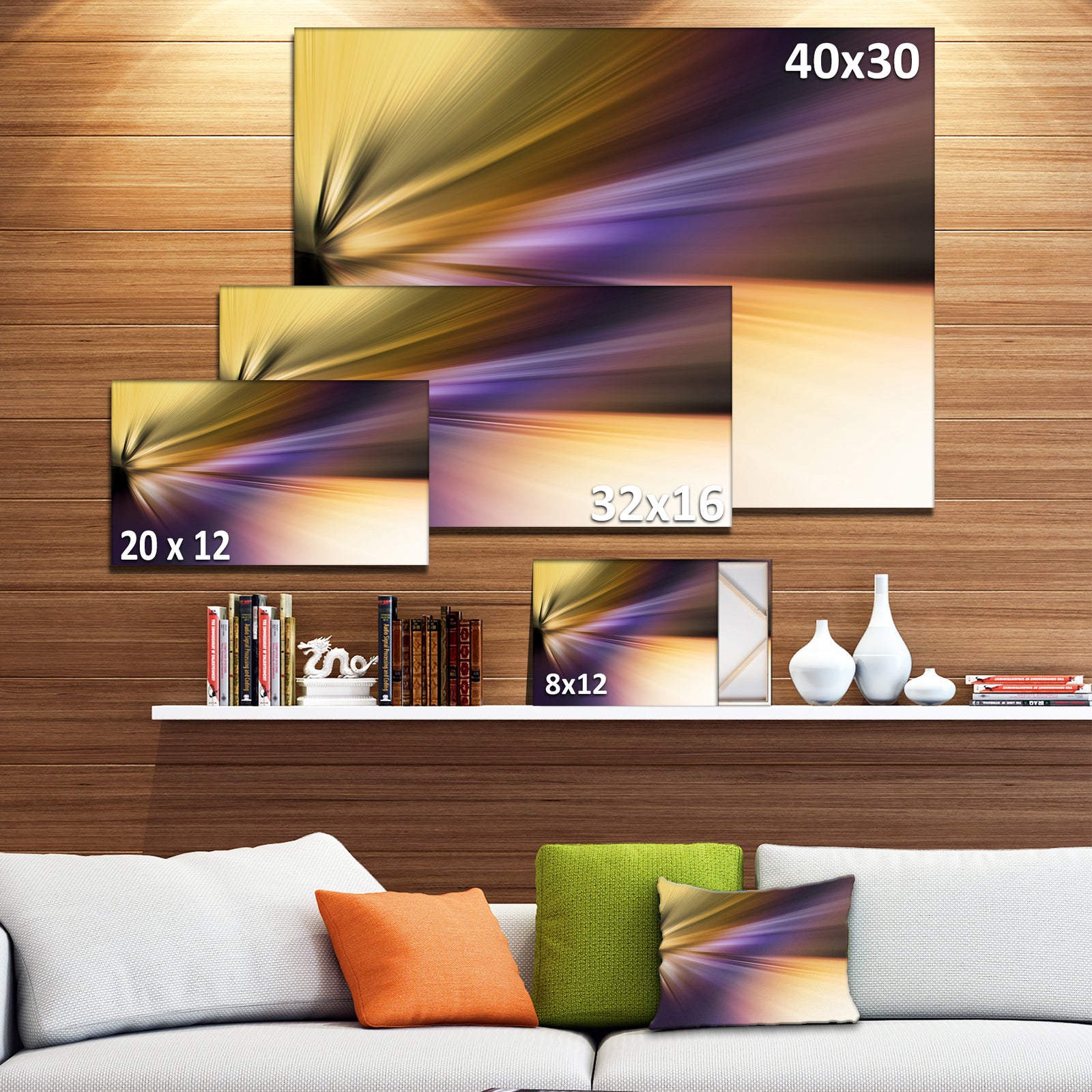 Rays of Speed Purple Brown - Abstract Digital Canvas Print