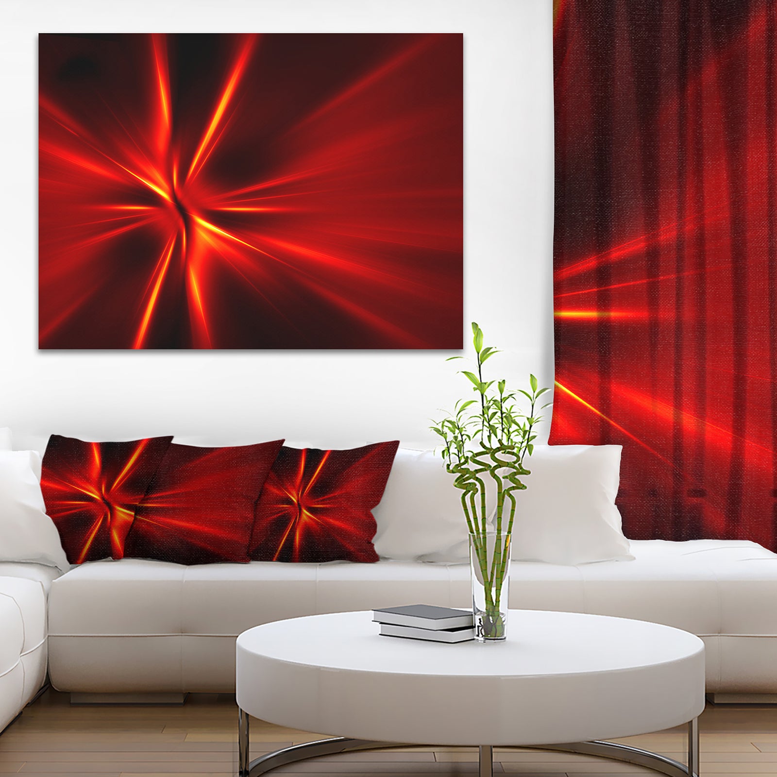 Red and Yellow Rays - Abstract Digital Art Canvas Print