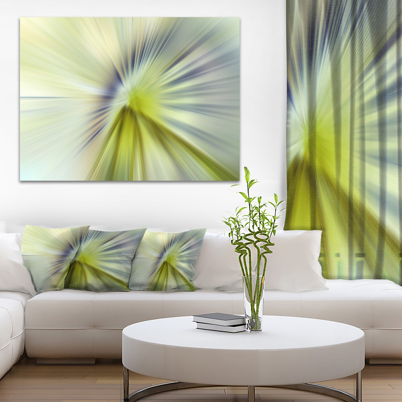 Rays of Speed Green Purple - Abstract Digital Canvas Print