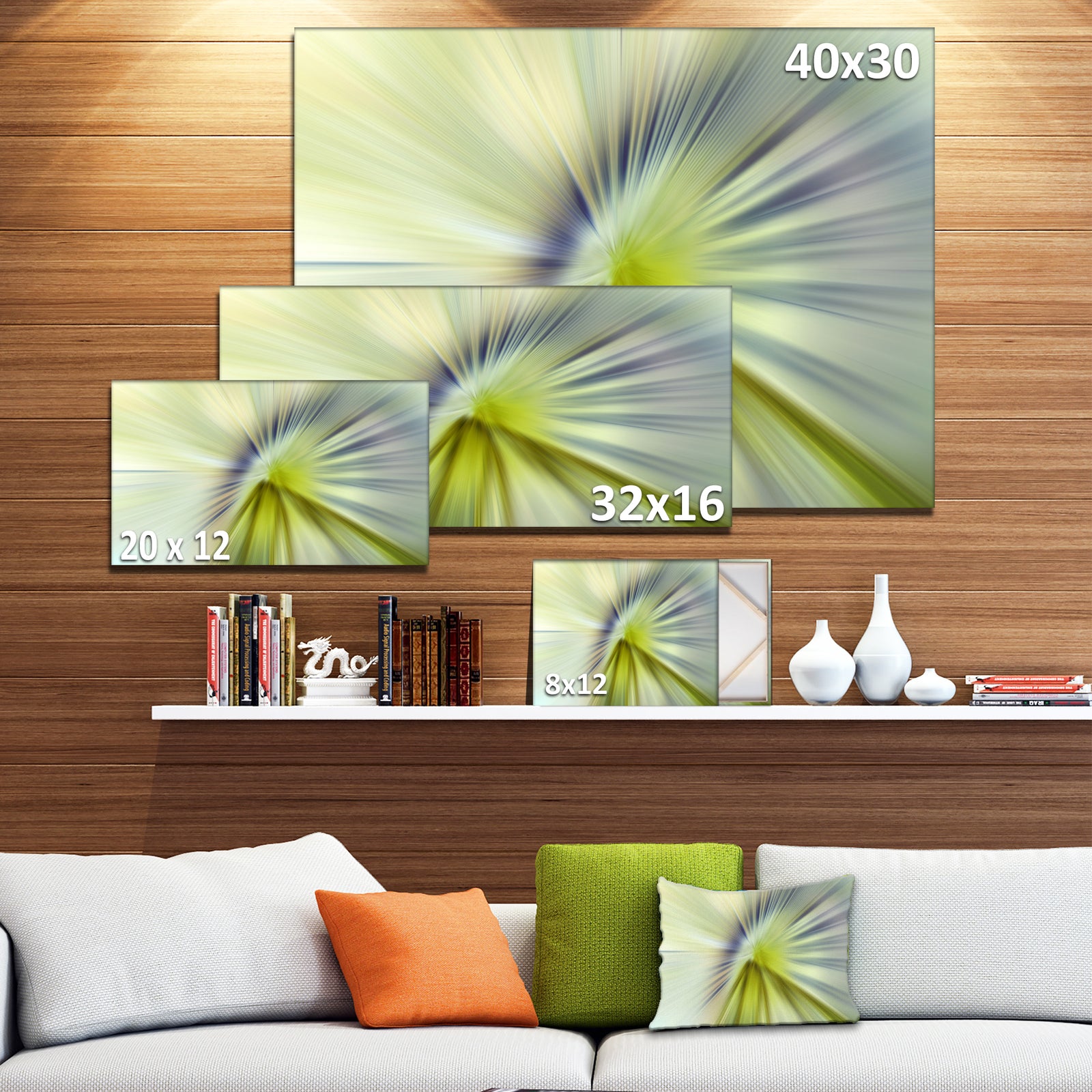 Rays of Speed Green Purple - Abstract Digital Canvas Print