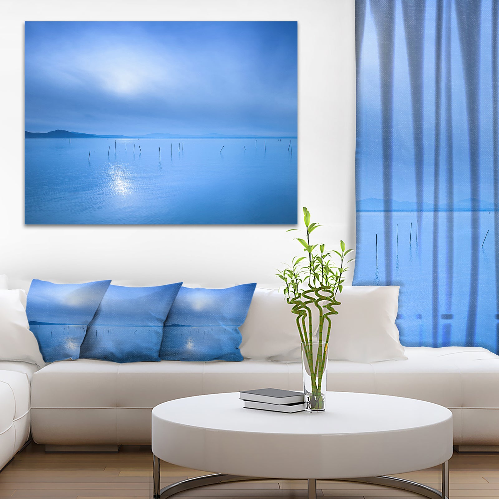 Blue Water Surface in Morning - Seascape Photo Canvas Print