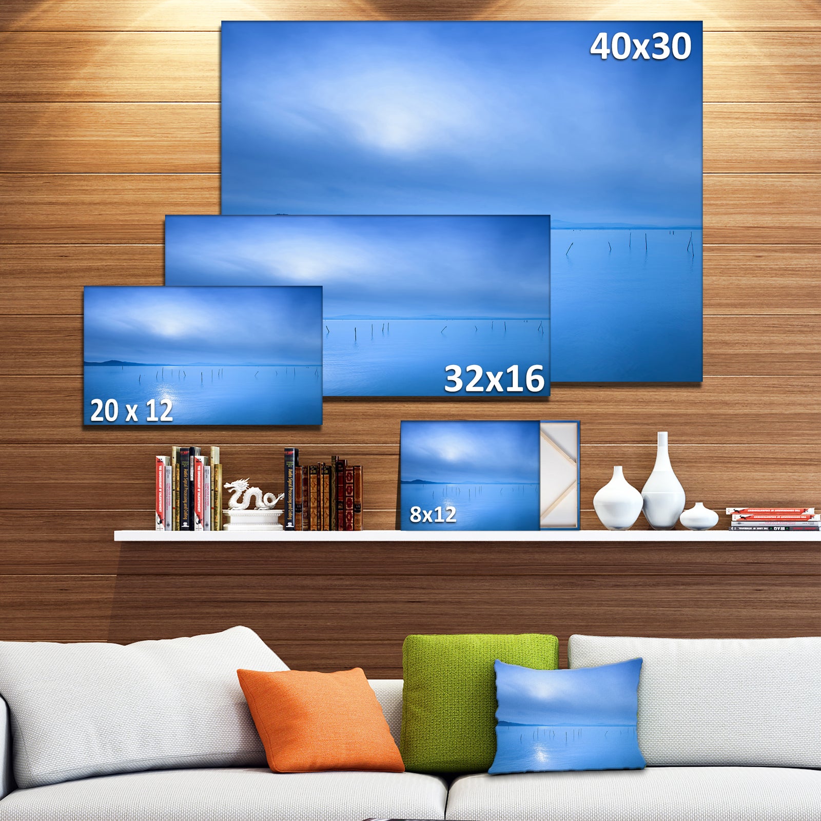 Blue Water Surface in Morning - Seascape Photo Canvas Print