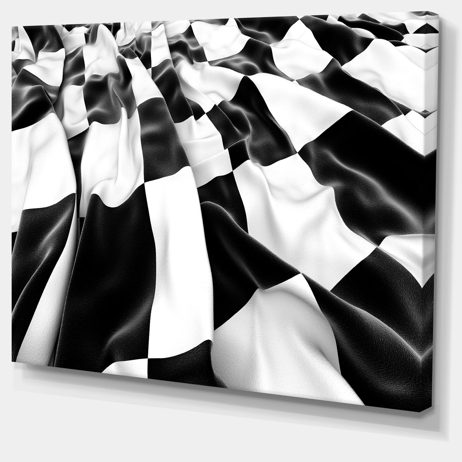 3D Checkered Flag - Abstract Digital Art Canvas Print