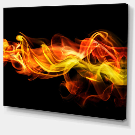 Vibrant Yellow Red Waves - Abstract Digital Art Canvas Print