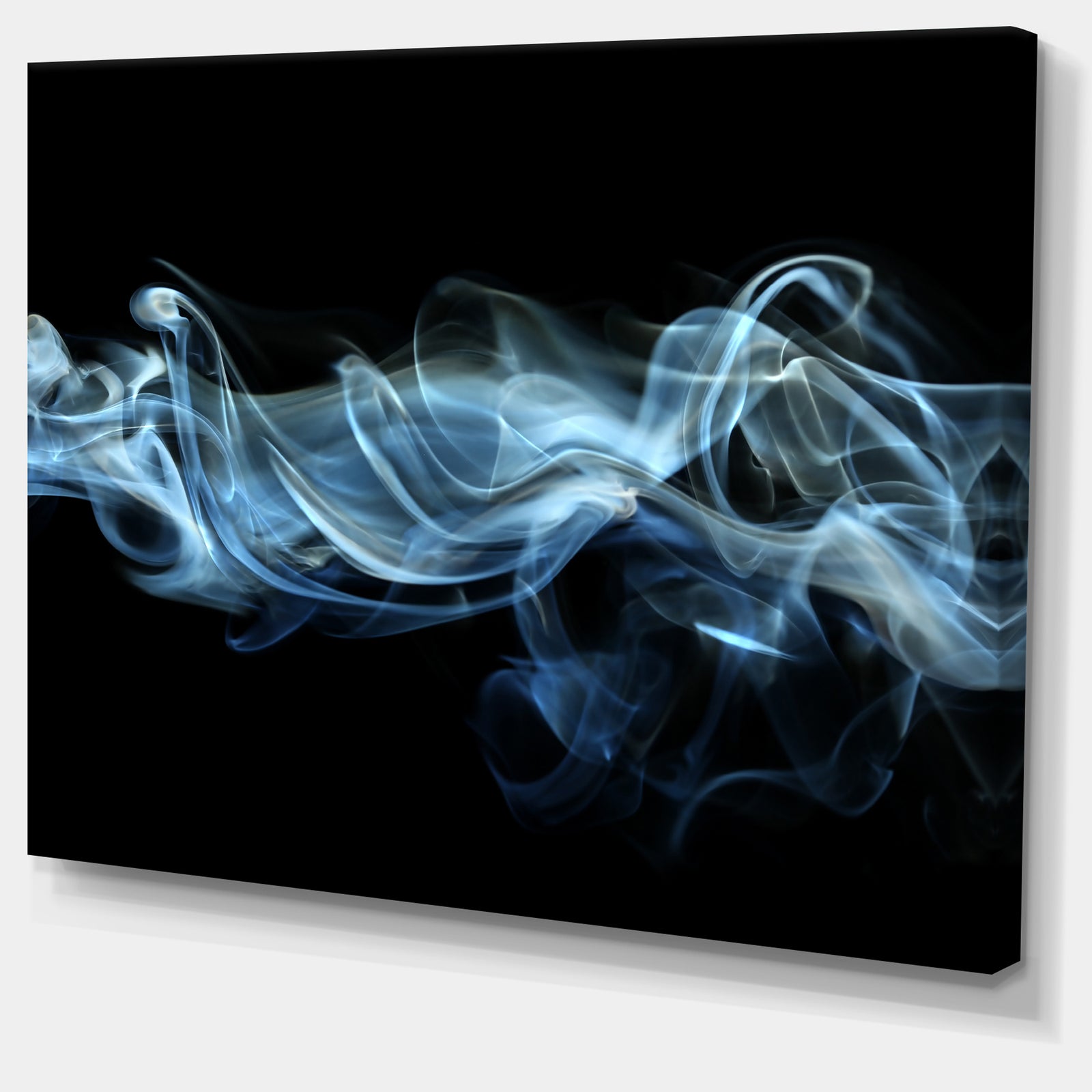 Blue Smoke in Black - Abstract Digital Art Canvas Print