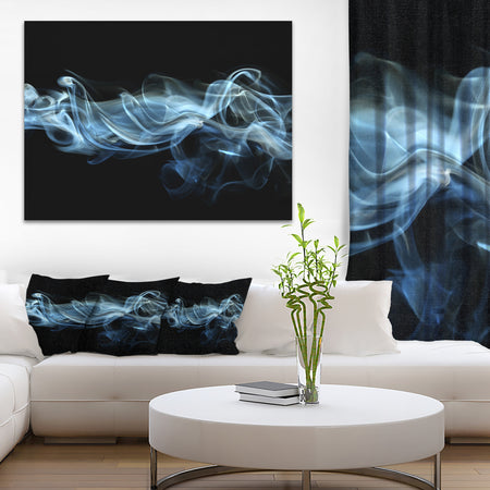 Blue Smoke in Black - Abstract Digital Art Canvas Print