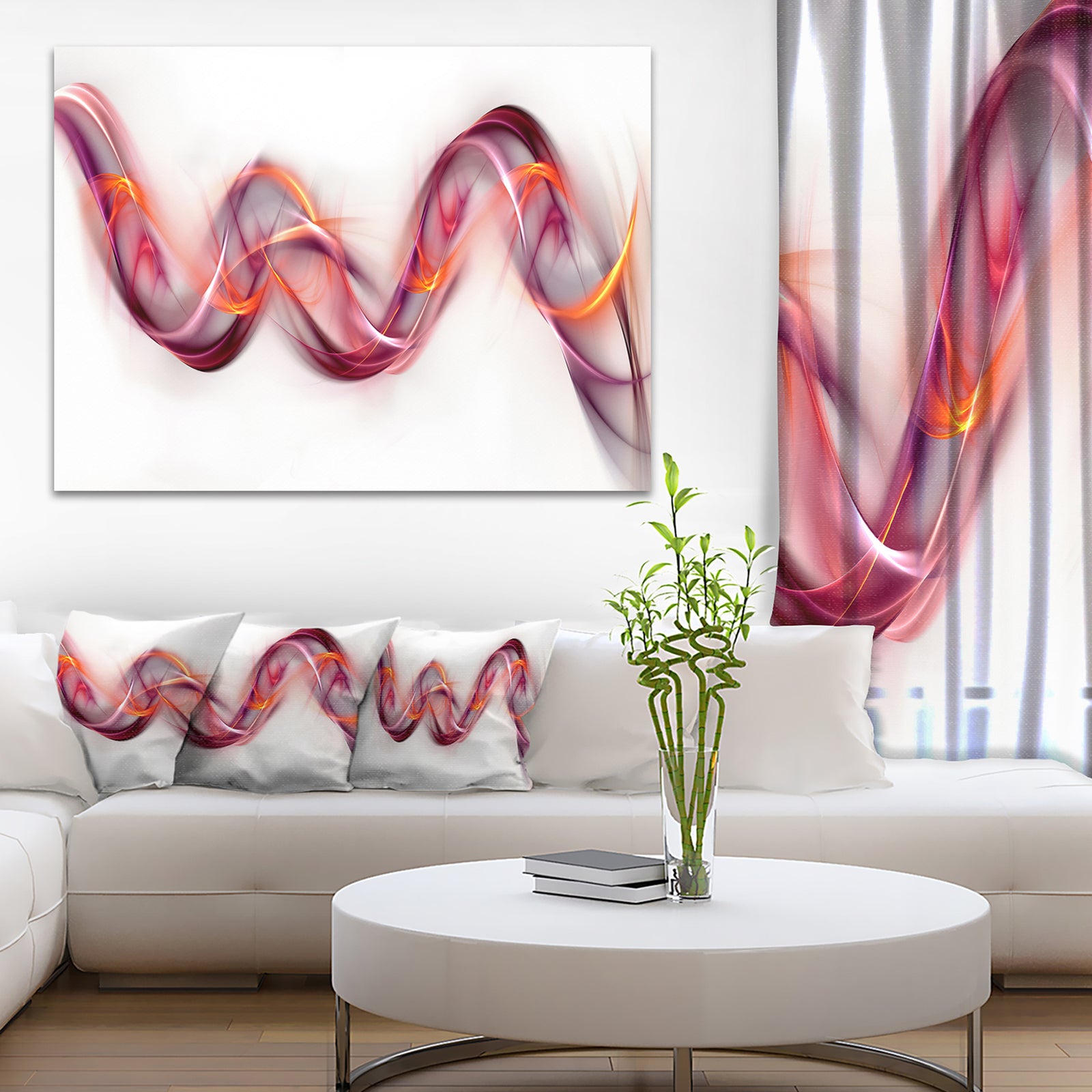 Tangled Pink Gold Waves - Abstract Digital Art Canvas Print