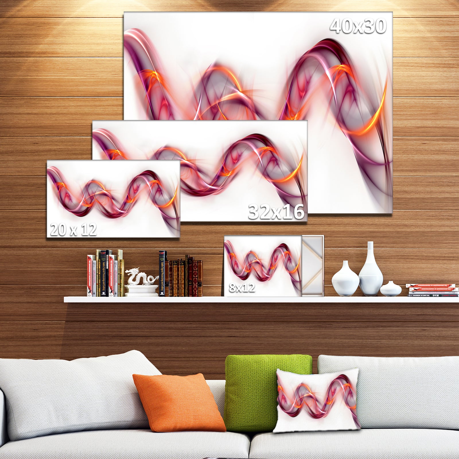 Tangled Pink Gold Waves - Abstract Digital Art Canvas Print