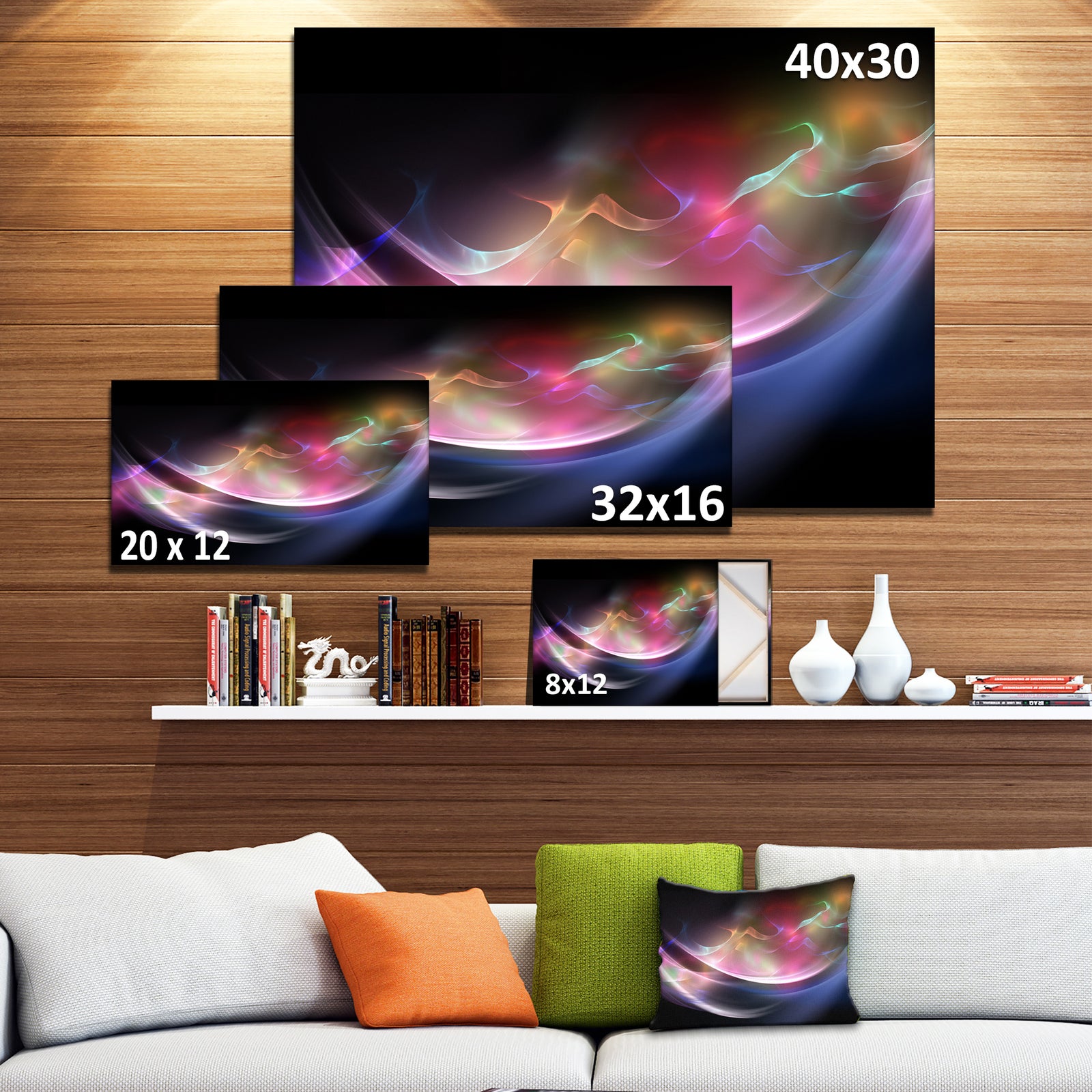 3D Pink Blue Glowing Light - Abstract Digital Art Canvas Print