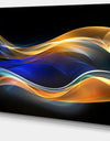 3D Gold Blue Wave Design - Abstract Digital Art Canvas Print