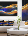 3D Gold Blue Wave Design - Abstract Digital Art Canvas Print